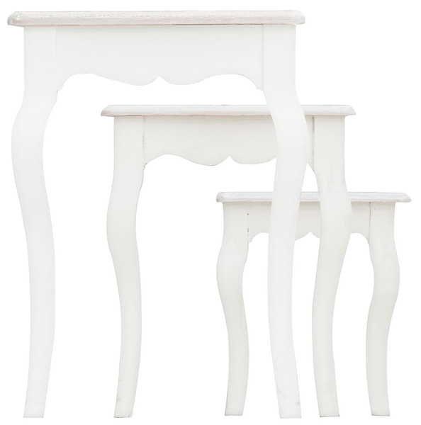 mutoni Tables d'appoint Clorine Blanc (série de 3)  