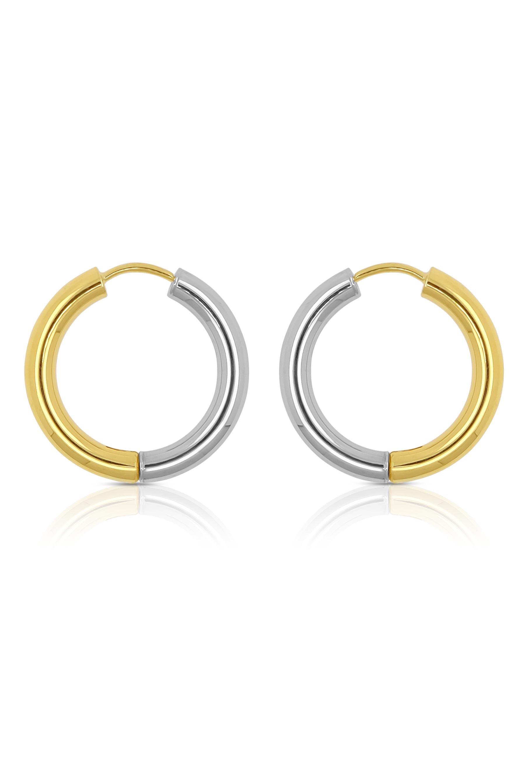 MUAU Schmuck  Creolen Bicolor Gelb-/Weissgold 750 Runddraht 21mm 