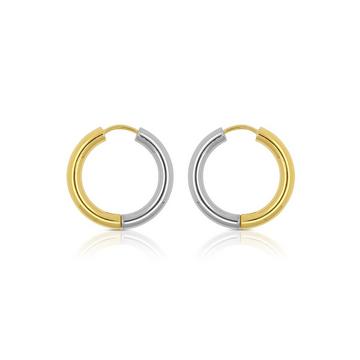 Creolen Bicolor Gelb-/Weissgold 750 Runddraht 21mm