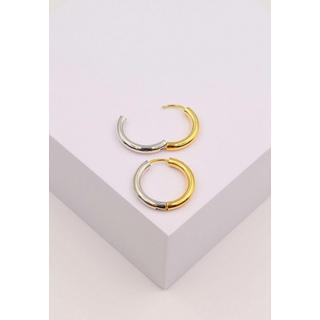 MUAU Schmuck  Creolen Bicolor Gelb-/Weissgold 750 Runddraht 21mm 