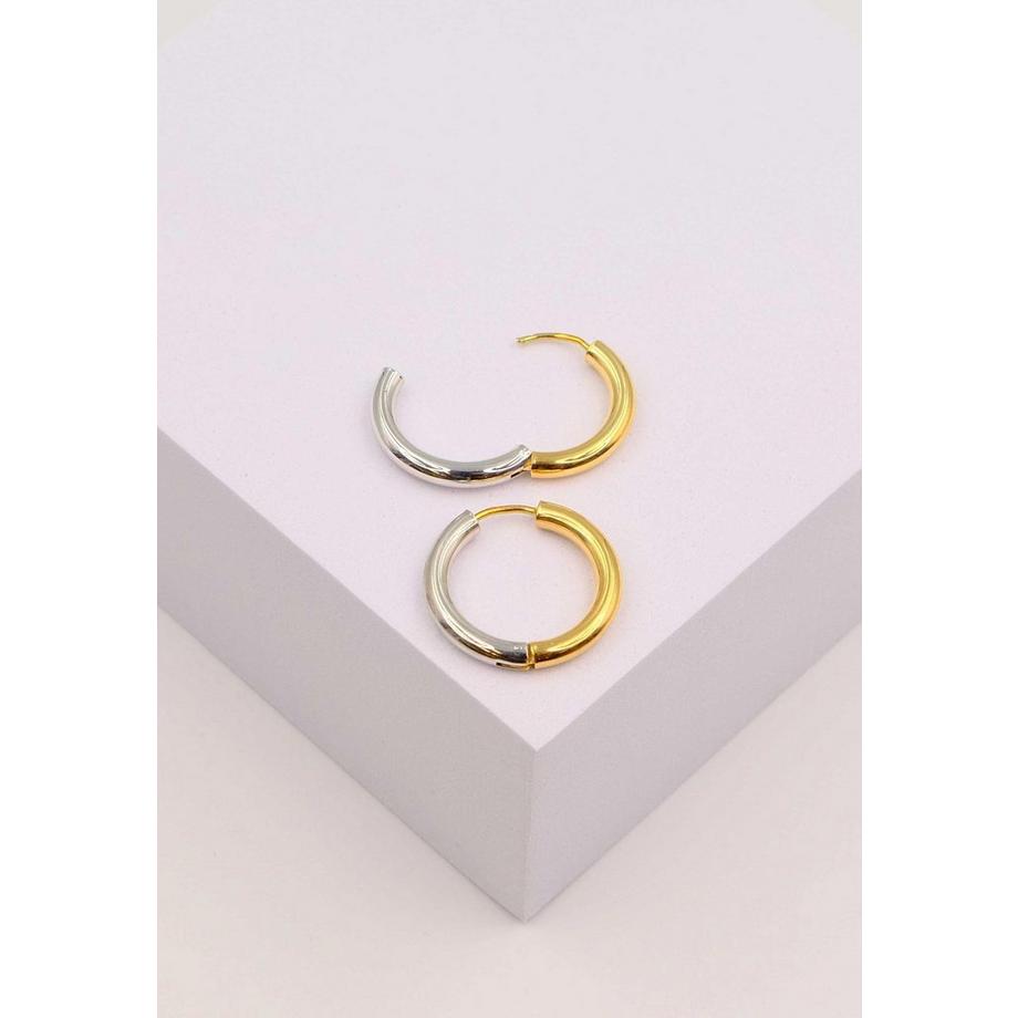 MUAU Schmuck  Creolen Bicolor Gelb-/Weissgold 750 Runddraht 21mm 