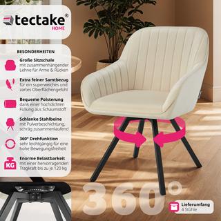 Tectake Chaise pivotante avec accoudoirs Snug en velours, rembourrée  