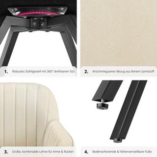 Tectake Chaise pivotante avec accoudoirs Snug en velours, rembourrée  