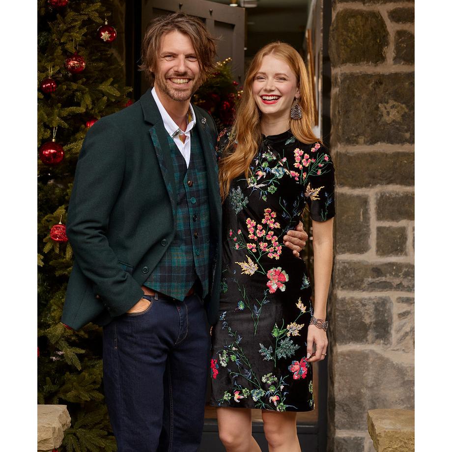 Joe Browns Boutique Velourskleid Blumen Pailletten  