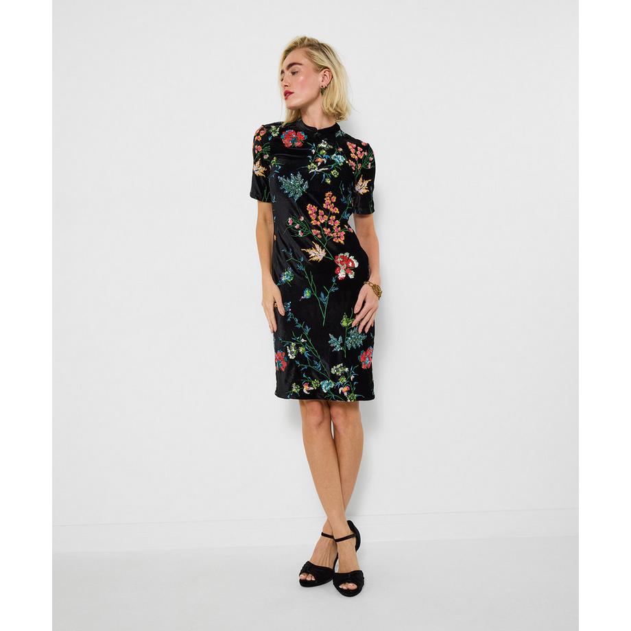 Joe Browns Boutique Velourskleid Blumen Pailletten  