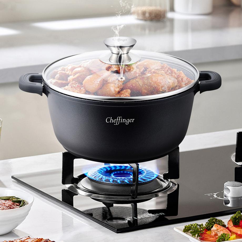 Cheffinger Pentola 36 cm con manici e coperchio  