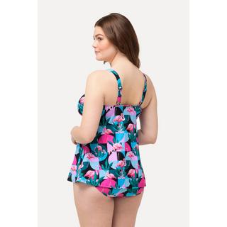 Ulla Popken  Tankini con fenicotteri, coppe morbide, spalline regolabili e materiale riciclato 