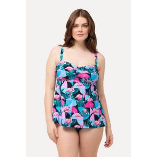 Ulla Popken  Tankini con fenicotteri, coppe morbide, spalline regolabili e materiale riciclato 