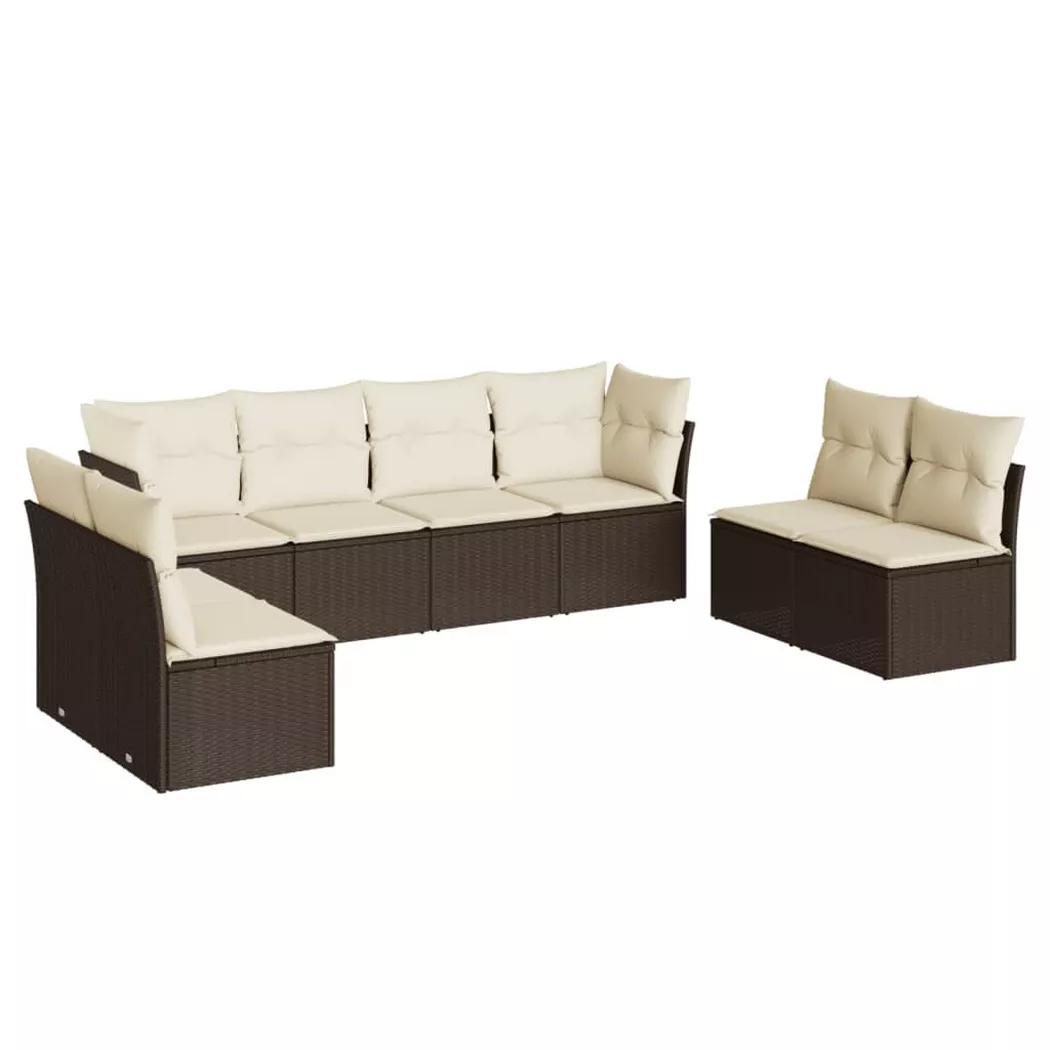 VidaXL - set divano da giardino Polirattan, One Size, Marrone