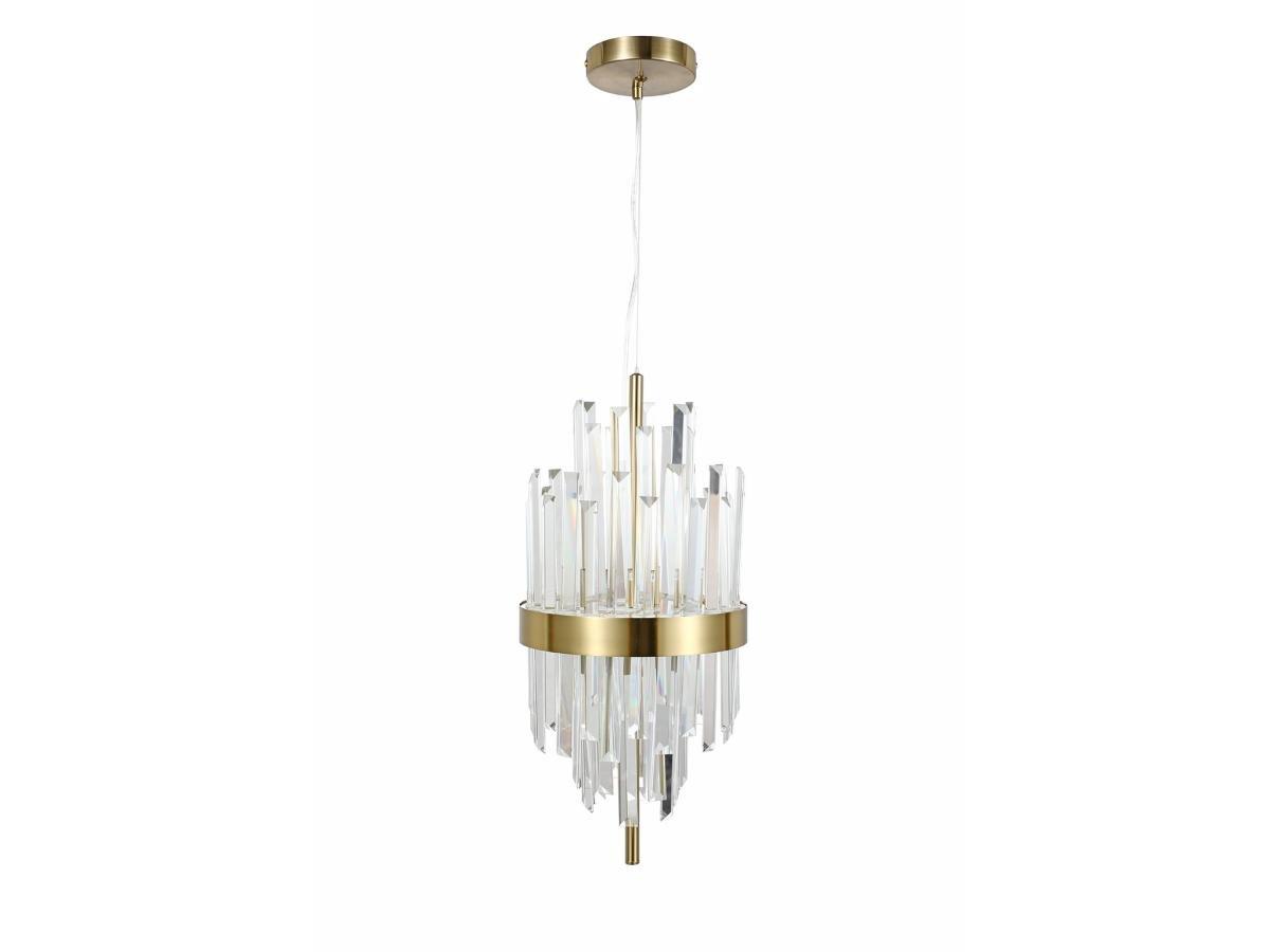 Vente-unique Lampada D. 25 cm in Acciaio inox e Vetro Dorato e Trasparente - LANGLEY  