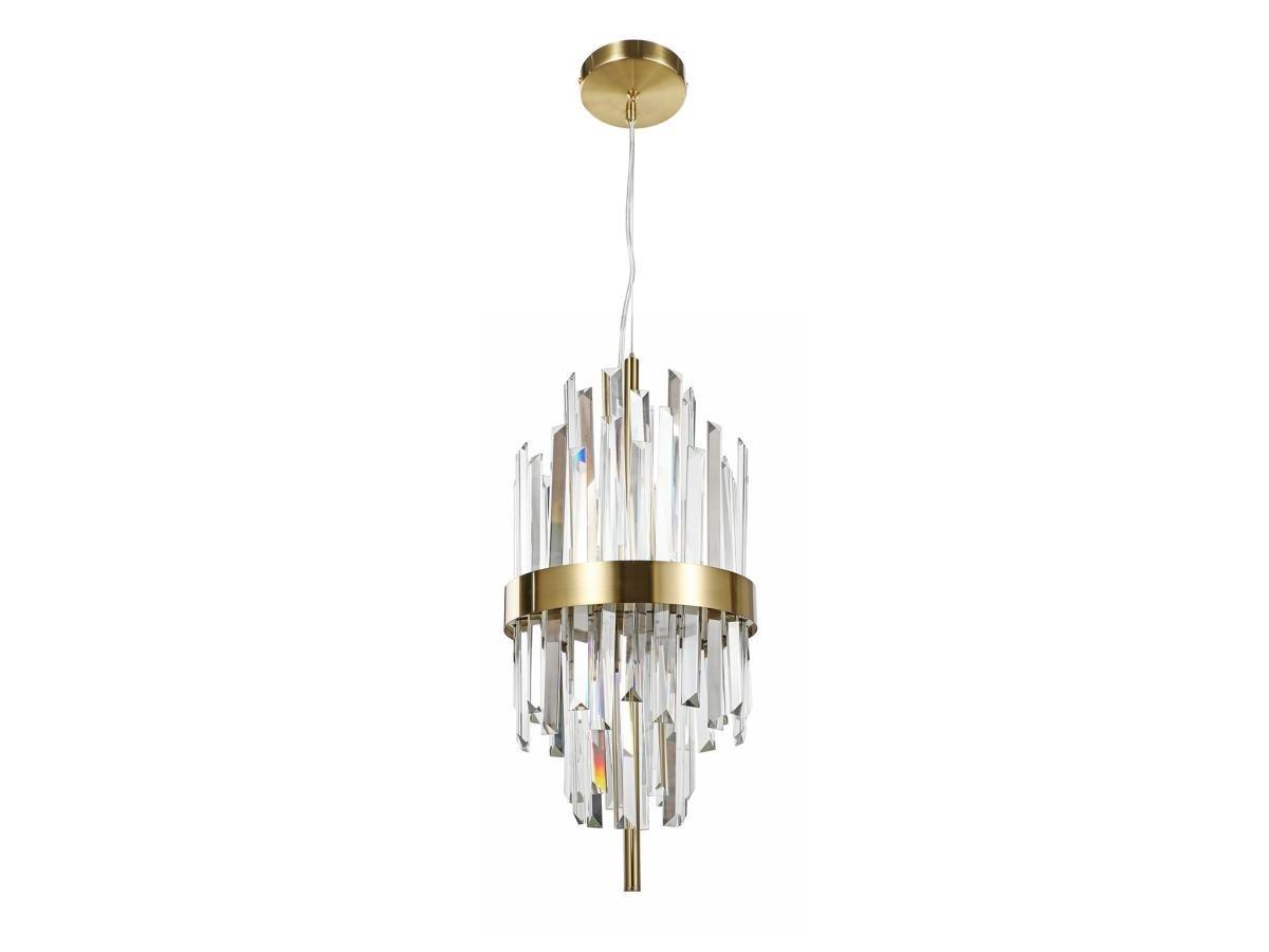 Vente-unique Lampada D. 25 cm in Acciaio inox e Vetro Dorato e Trasparente - LANGLEY  