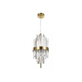 Vente-unique Lampada D. 25 cm in Acciaio inox e Vetro Dorato e Trasparente - LANGLEY  