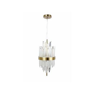 Vente-unique Lampada D. 25 cm in Acciaio inox e Vetro Dorato e Trasparente - LANGLEY  