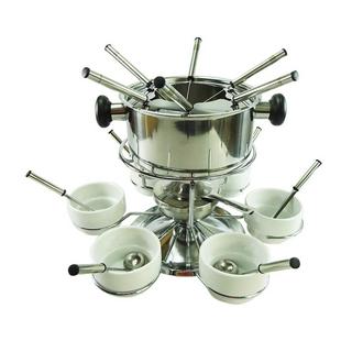 rotel  rotel Fondue-Set (Chinoise / Bourguignonne) mit Edelstahlpfanne, 6 Fonduegabeln und 6 weissen Saucenschalen 