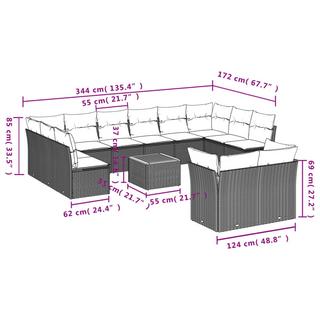 VidaXL Ensemble de canapés de jardin rotin synthétique  