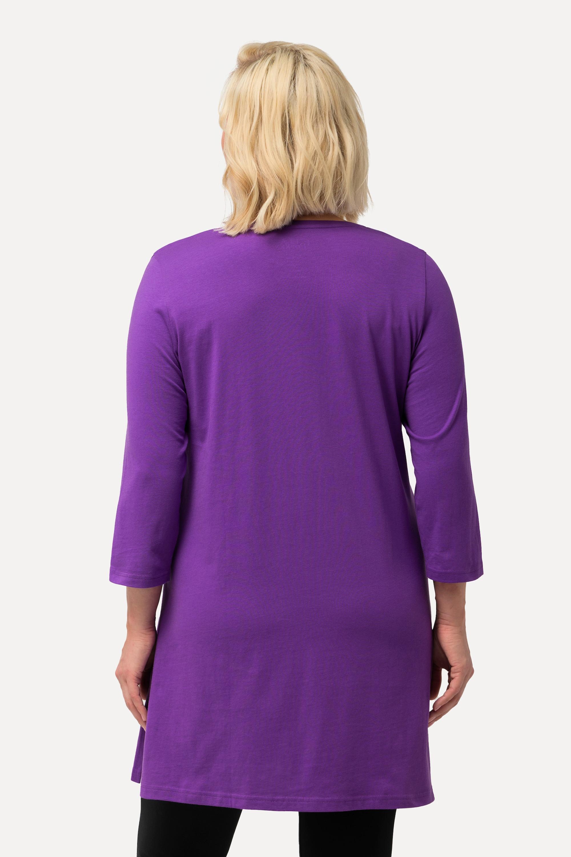 Ulla Popken  Longshirt, A-Linie, V-Ausschnitt, 3/4-Arm 