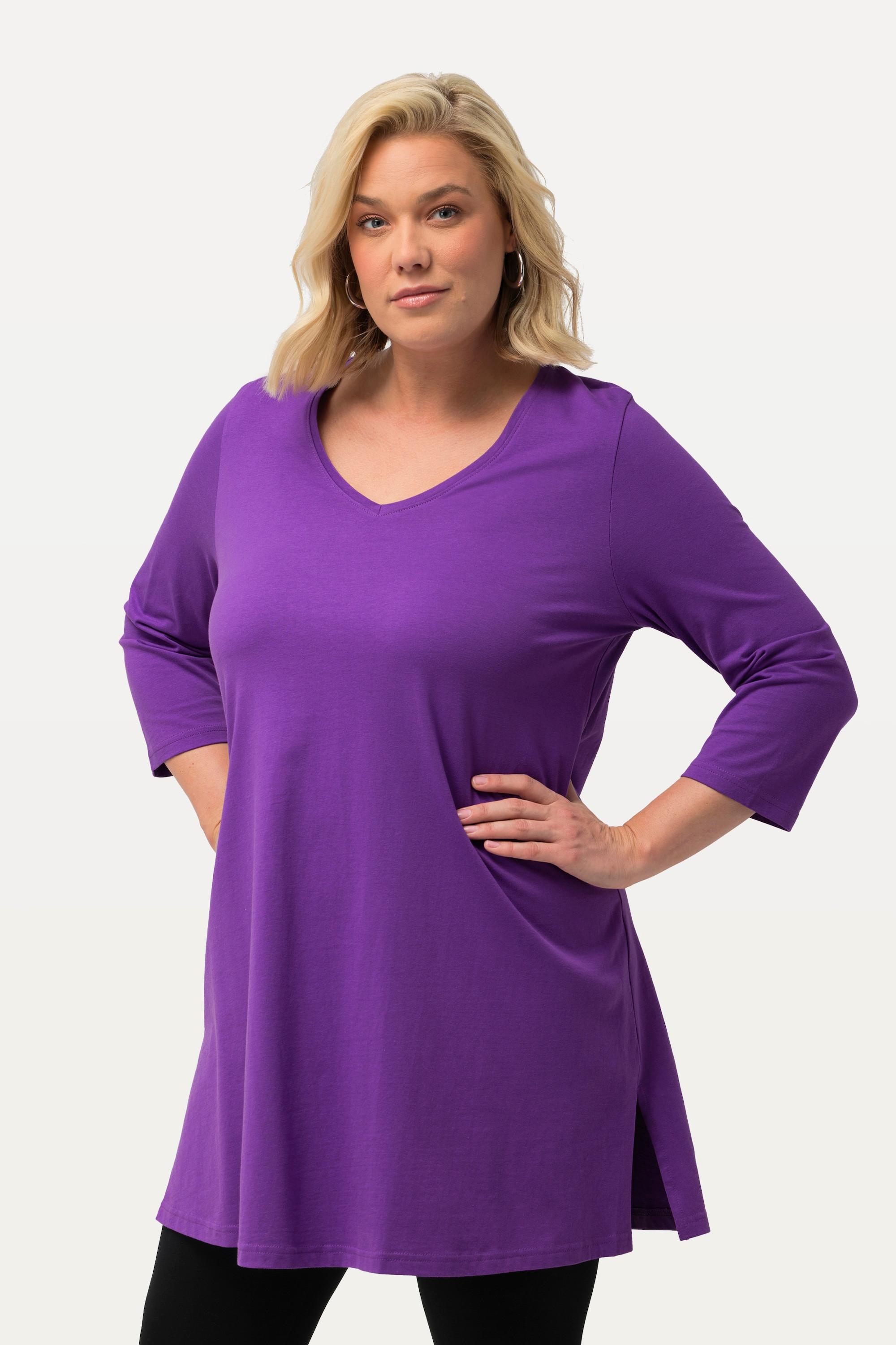 Ulla Popken  Longshirt, A-Linie, V-Ausschnitt, 3/4-Arm 