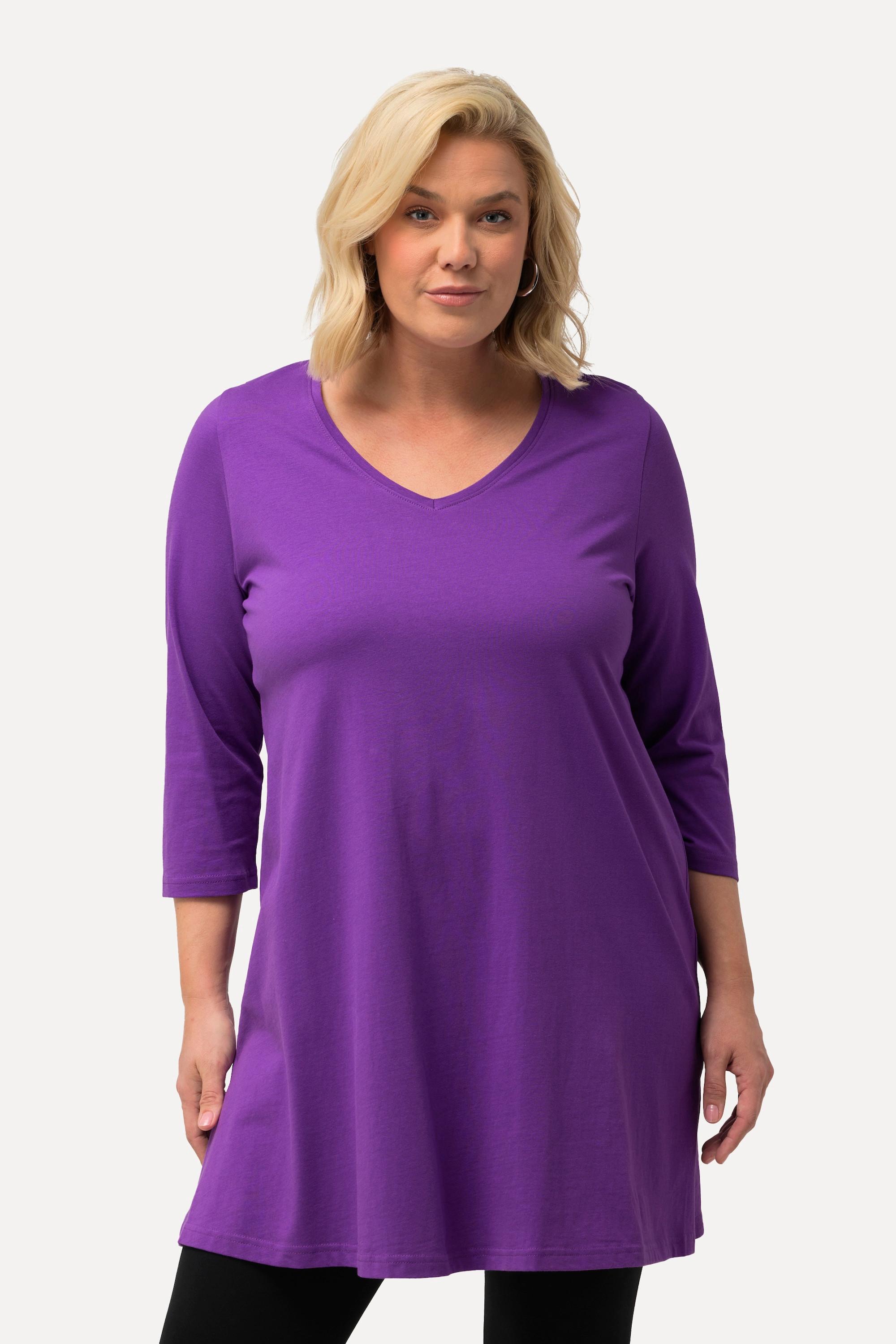 Ulla Popken  Longshirt, A-Linie, V-Ausschnitt, 3/4-Arm 