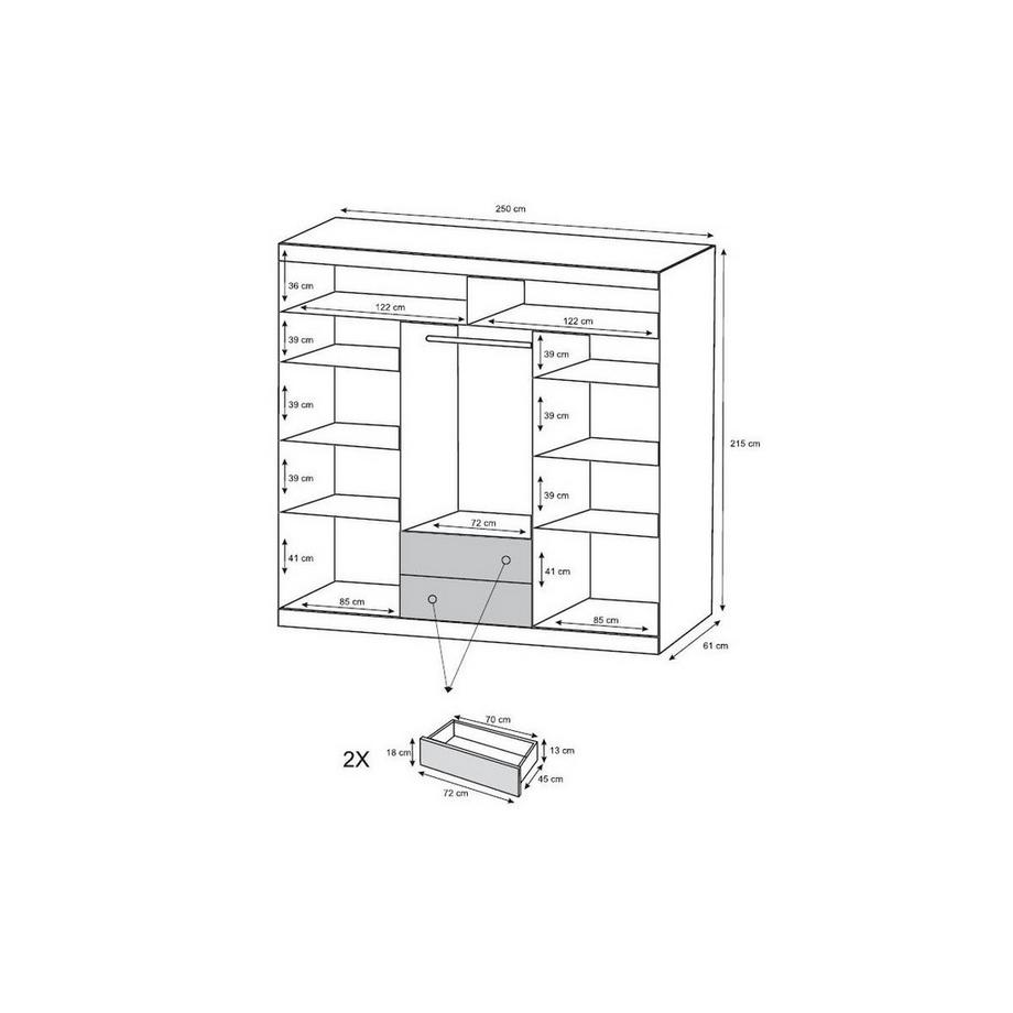Vente-unique Armadio 3 ante scorrevoli con specchio L0 Bianco AUTLAN  