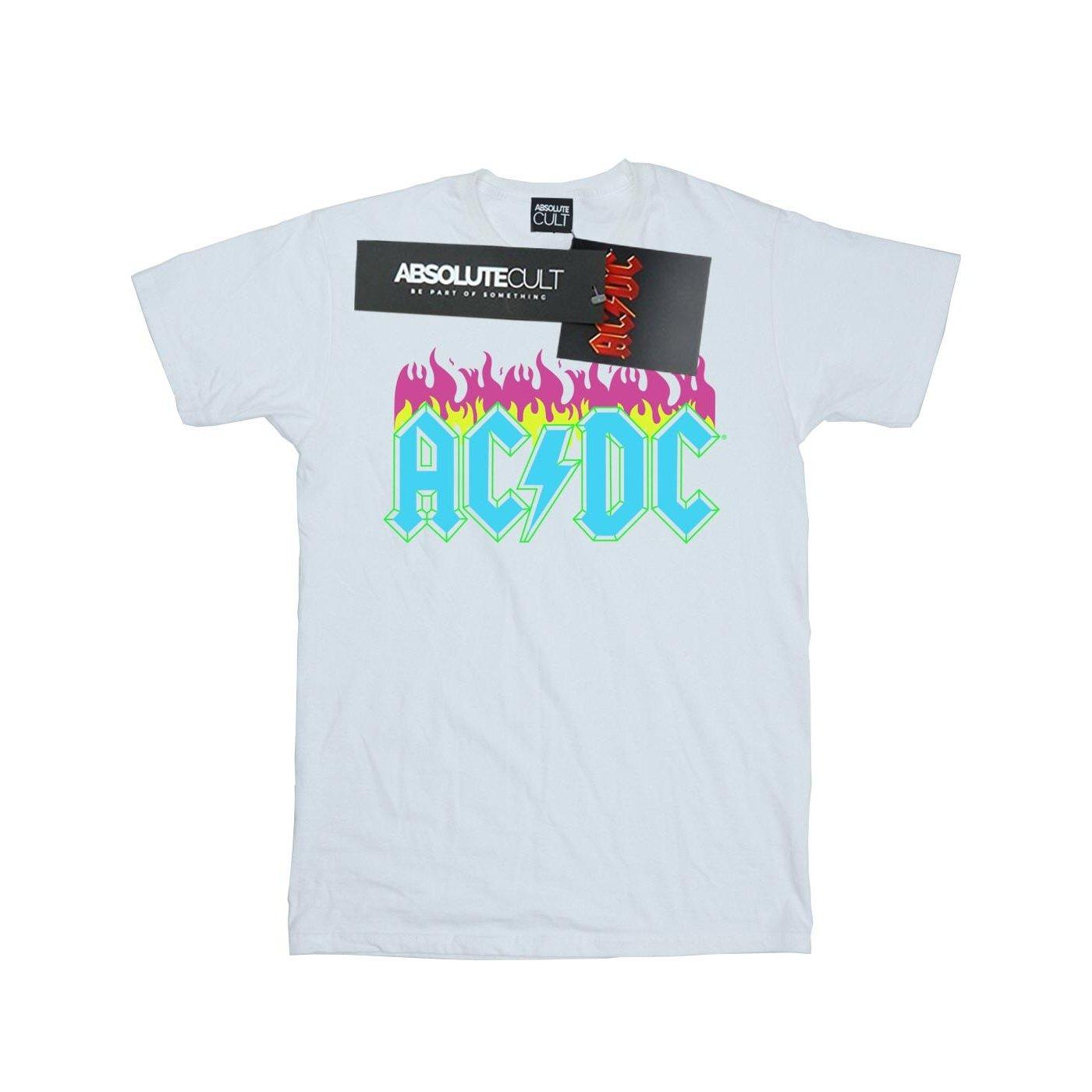Image of Acdc Neon Flames Tshirt Damen Weiss XXL