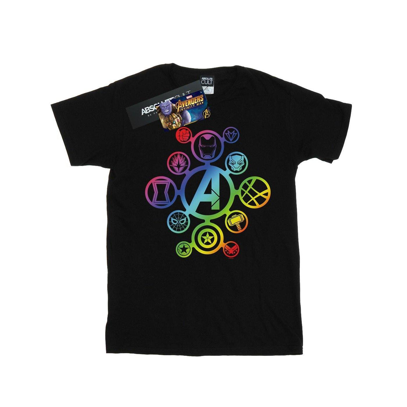 Image of Avengers Infinity War Rainbow Icons Tshirt Damen Schwarz XL