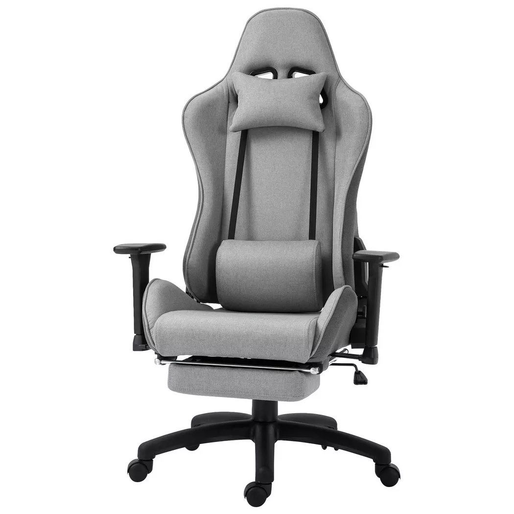 Northio – Bürostuhl Computerstuhl Drehstuhl Ergonomisch Mit Abnehmbarem Kopf- Und Lendenkissen Wippenfunktion Grau 73X57X127-135 Cm, 73cm