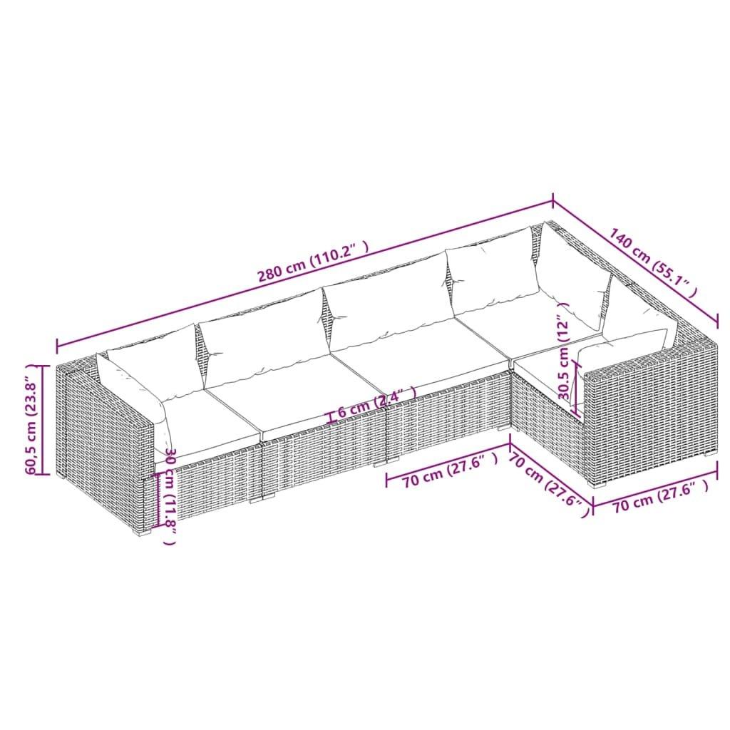 VidaXL set salotto da giardino Polirattan  