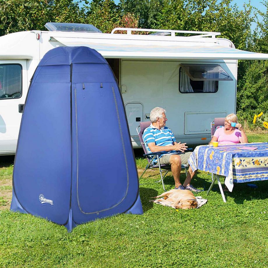Northio  Pop Up Toilettenzelt Mobiles Camping Duschzelt Umkleidezelt Mit Innentasche Duschkabine Wasserfest Polyester Dunkelblau 120 X 120 X 190 Cm 