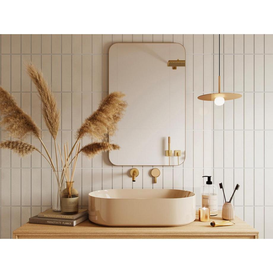 Vente-unique Miroir de salle de bain rectangle contour doré - 50 x 80 cm - DEMETRIA  