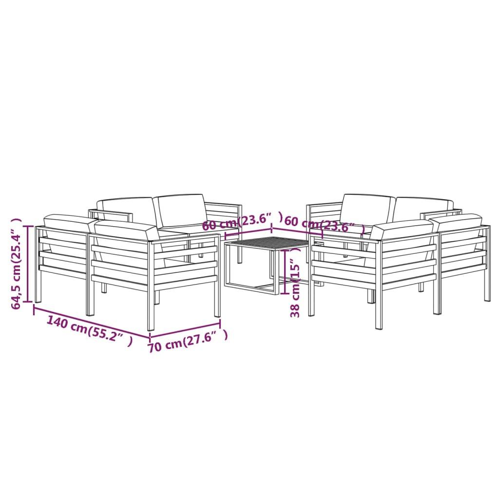 VidaXL Garten-lounge-set aluminium  