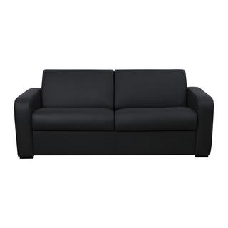 Vente-unique Schlafsofa mit Matratze 4-Sitzer - Matratze 22 cm - Leder - Schwarz - BEVIS  