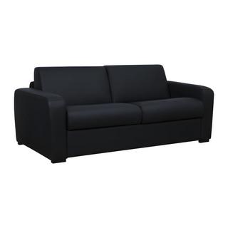 Vente-unique Schlafsofa mit Matratze 4-Sitzer - Matratze 22 cm - Leder - Schwarz - BEVIS  