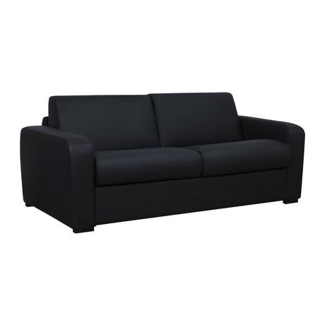 Vente-unique Schlafsofa mit Matratze 4-Sitzer - Matratze 22 cm - Leder - Schwarz - BEVIS  