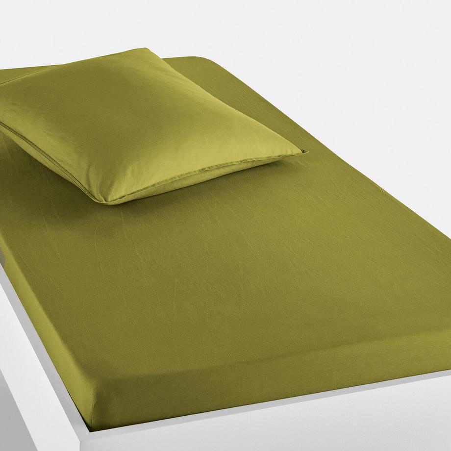 Drap housse enfant uni en coton lavé