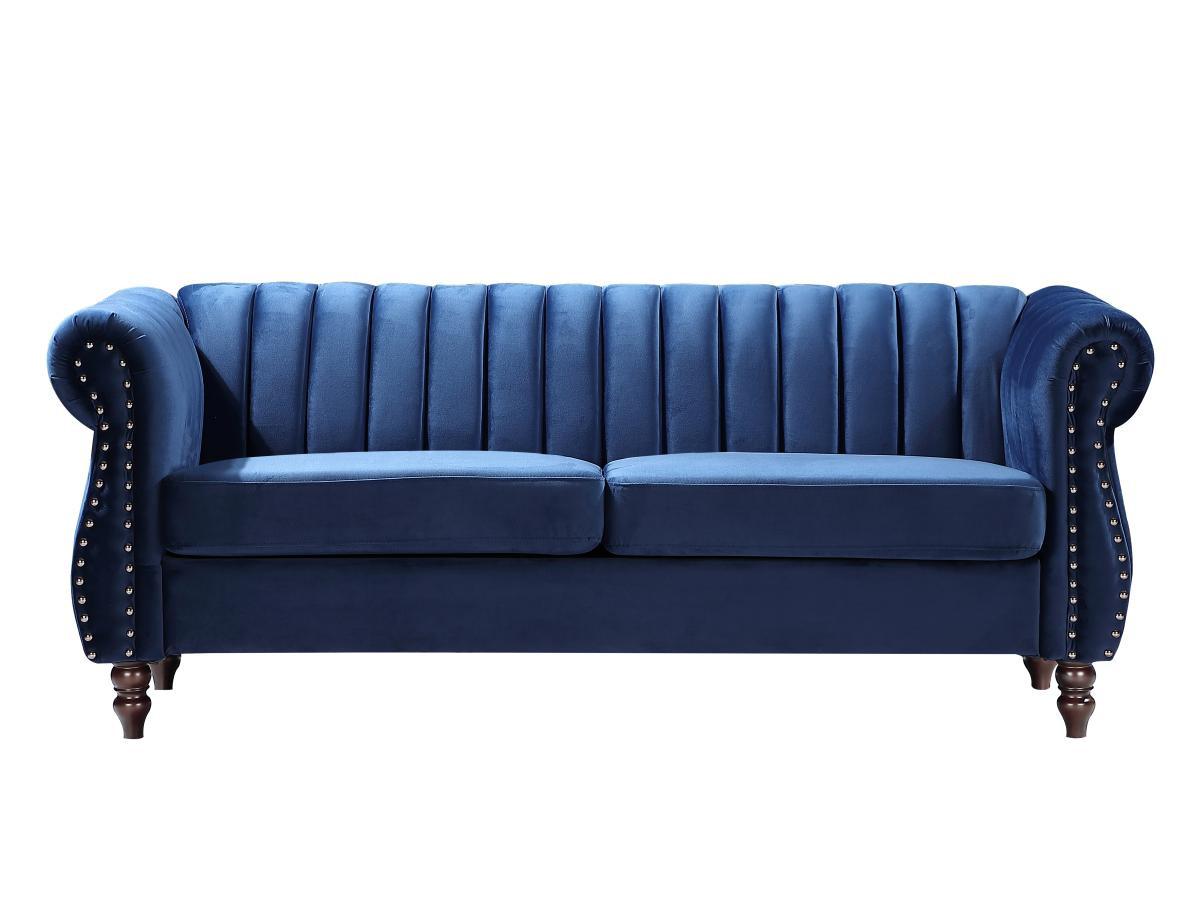 Vente-unique Chesterfield-Sofa - 3-Sitzer - Samt - Königsblau - TRUMBO  