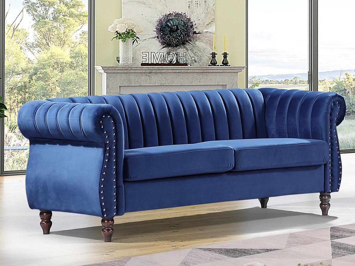 Vente-unique Chesterfield-Sofa - 3-Sitzer - Samt - Königsblau - TRUMBO  