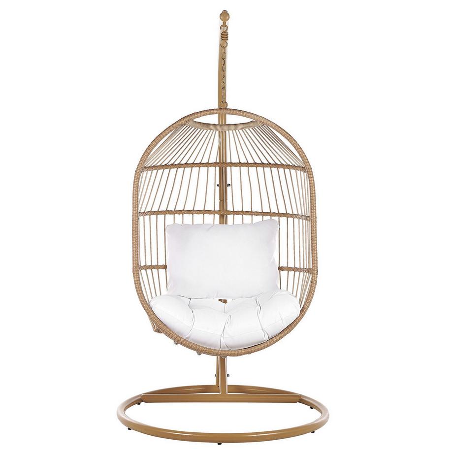 Beliani Poltrona sospesa con supporto da pavimento en Rattan sintetico Boho ALBA  