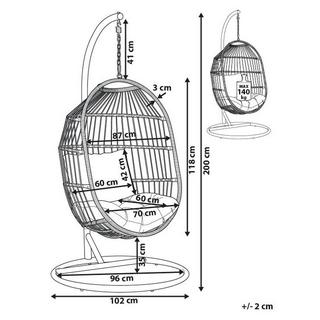 Beliani Hängesessel mit Gestell aus PE Rattan Boho ALBA  