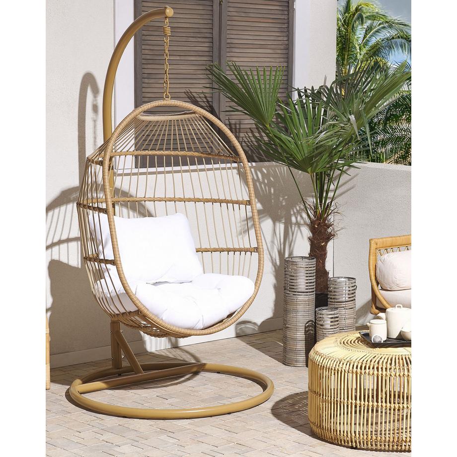 Beliani Poltrona sospesa con supporto da pavimento en Rattan sintetico Boho ALBA  