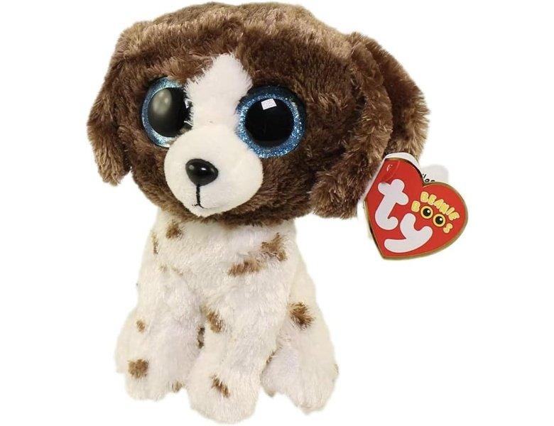 Ty Glubschi  Muddles Brown & White Dog Beanie Boo Medium ausgestopftes Tier, Mehrfarbig 