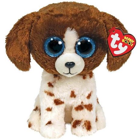 Ty Glubschi  Muddles Brown & White Dog Beanie Boo Medium ausgestopftes Tier, Mehrfarbig 