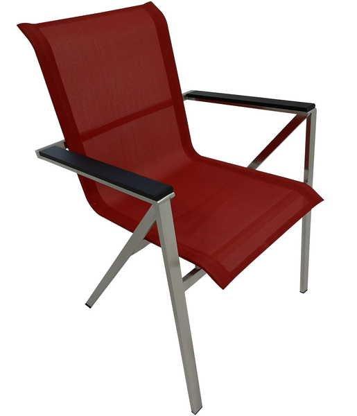 mutoni Chaise de jardin en acier inoxydable Portofino rouge  