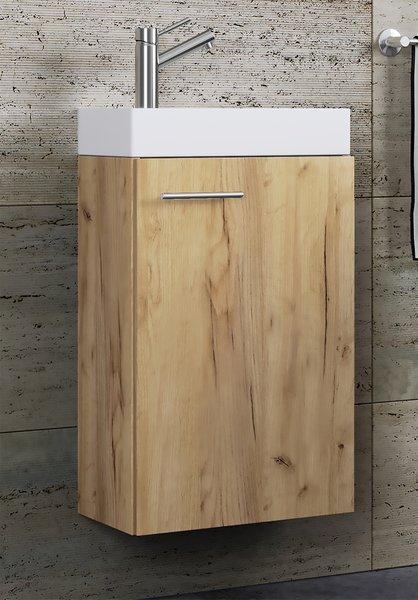 VCM 2-tlg Badmöbel Set Gäste WC Gästebad Waschplatz Waschtisch klein schmal Slito  