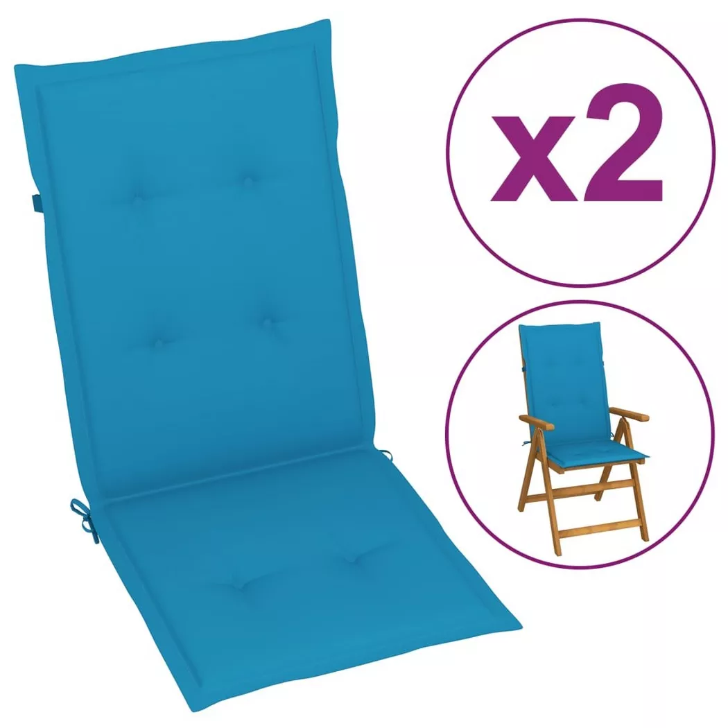 VidaXL - Coussins de chaise de jardin 2 pcs, One Size, Bleu