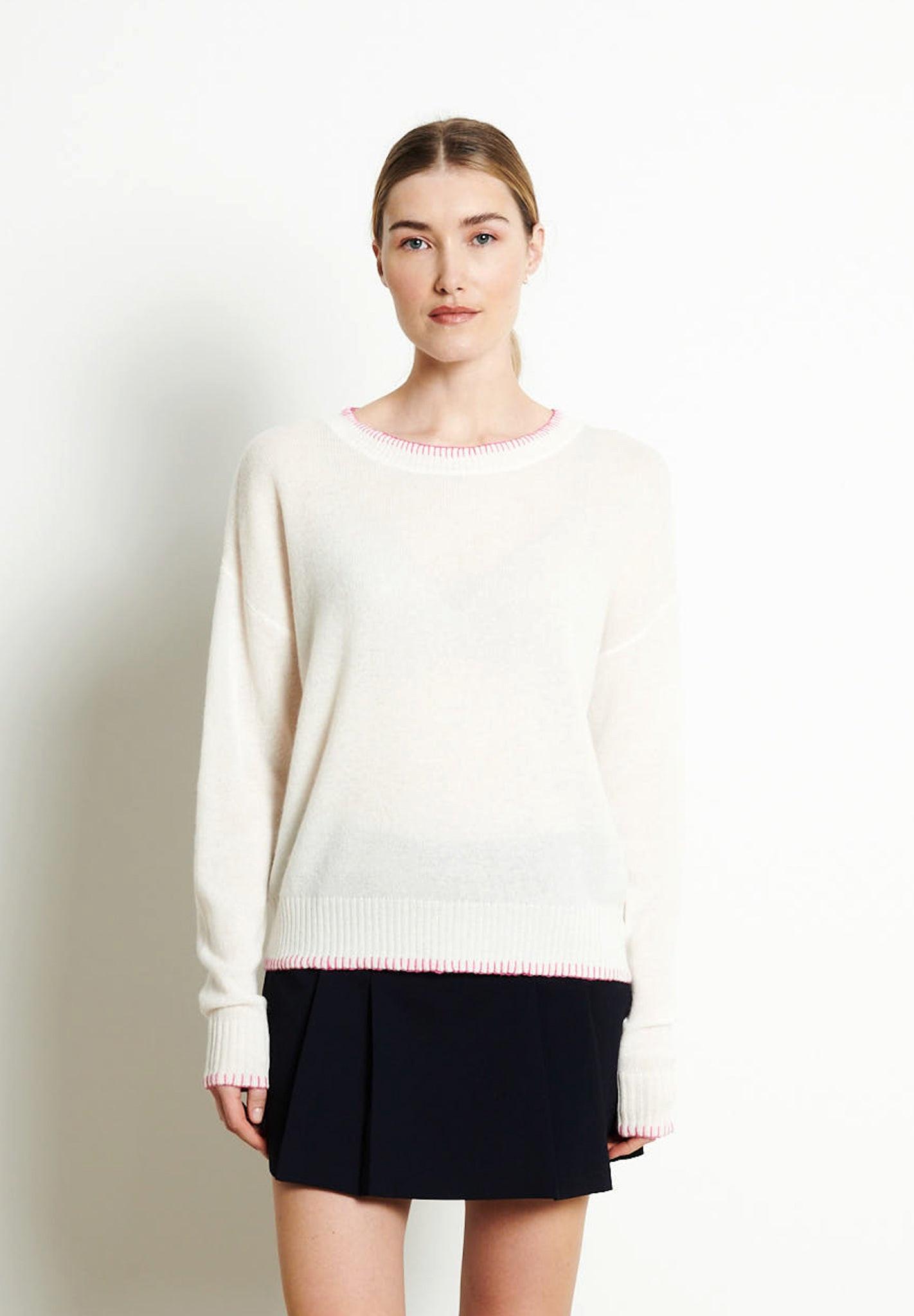 Image of Ria 15 Pullover Rundhals Oversize - 100% Kaschmir Damen Offwhite L/XL