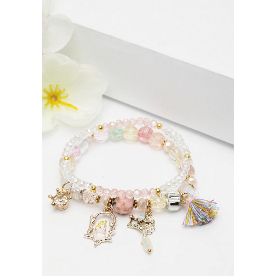 AVANT-GARDE PARIS  Deux bracelets Boho à double rang avec gland et breloques 