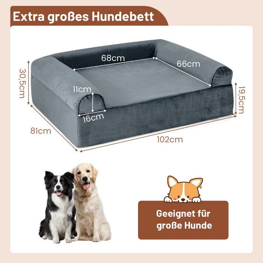 Northix  Orthopädisches Hundebett mit Kopfstütze 