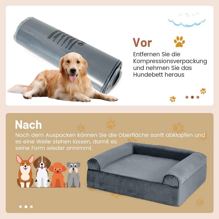 Northix  Orthopädisches Hundebett mit Kopfstütze 