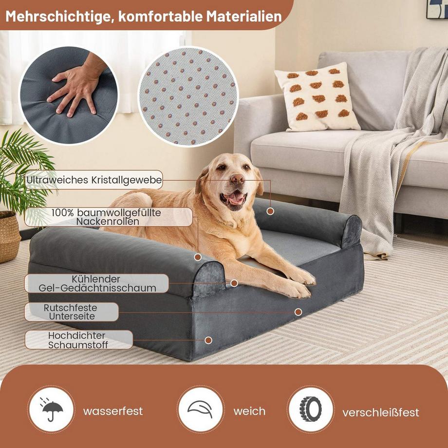 Northix  Orthopädisches Hundebett mit Kopfstütze 