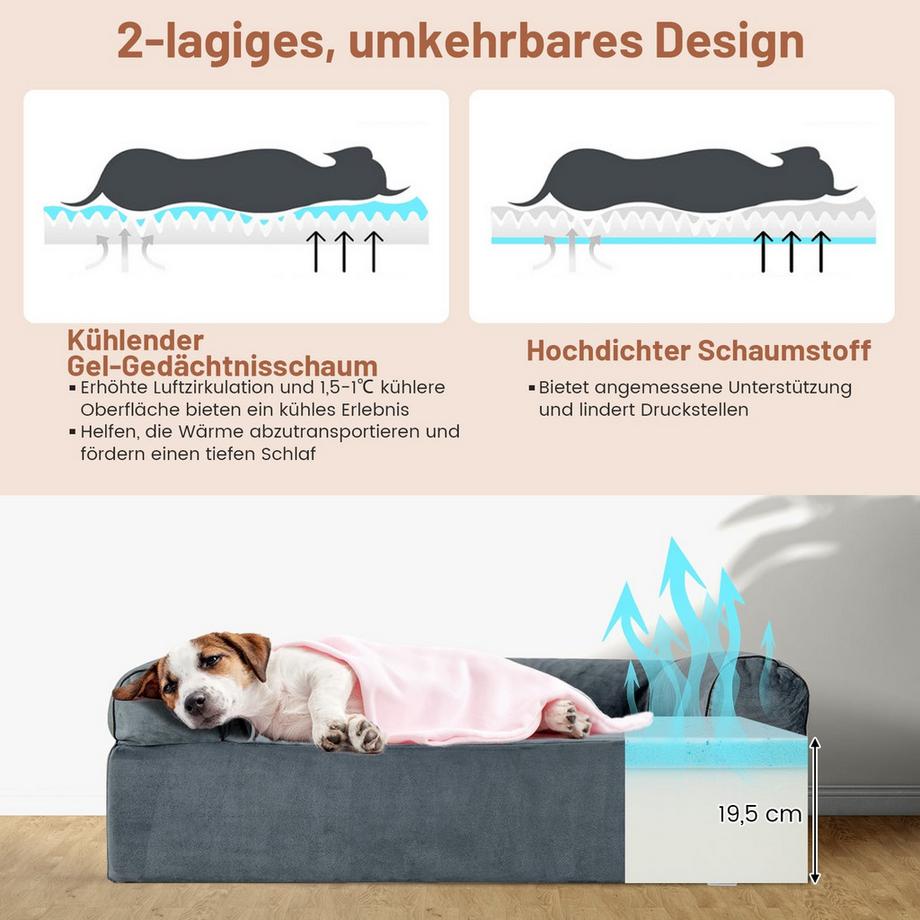 Northix  Orthopädisches Hundebett mit Kopfstütze 